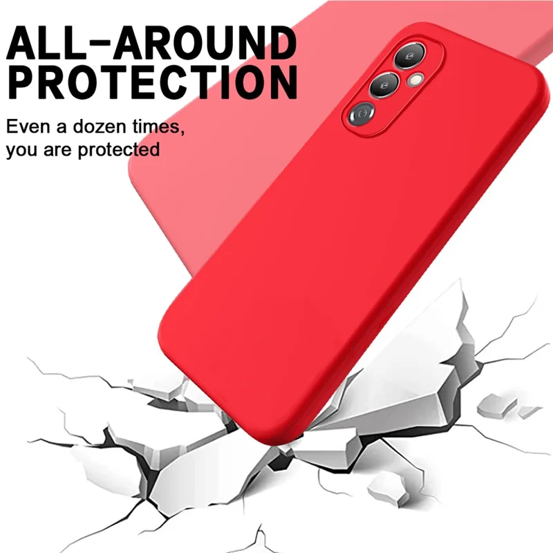 For TECNO Pova 4 4G Liquid Silicone Slim Protective Case Anti-Scratch Soft Lining Phone Cover - Red