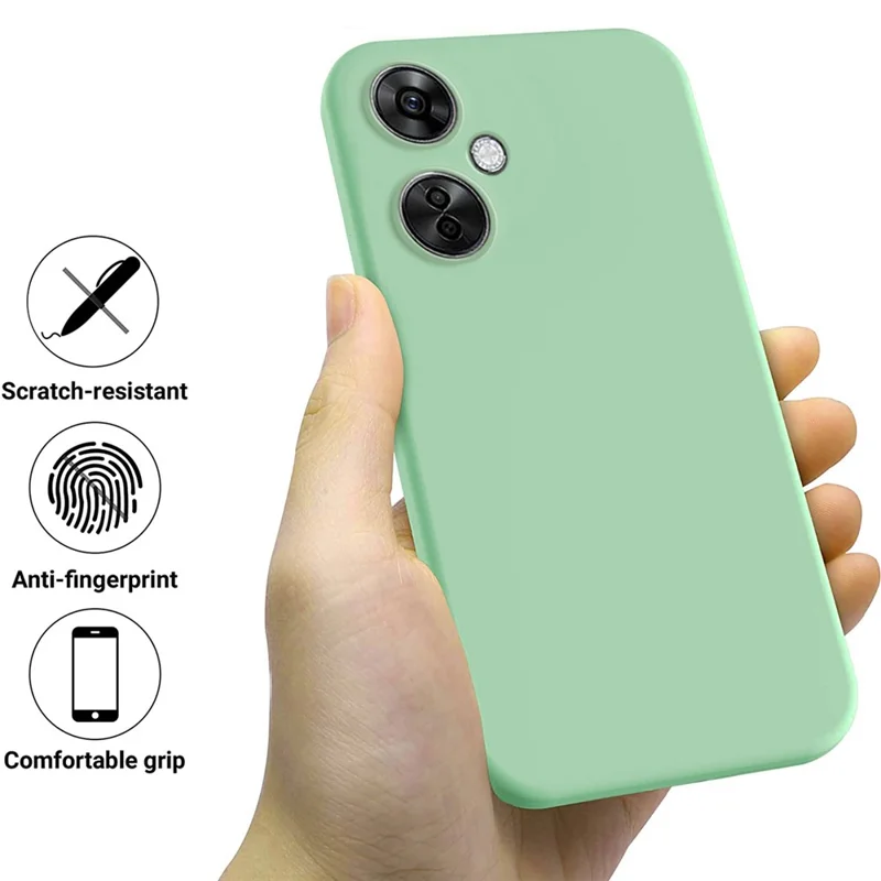 For OnePlus Nord CE 3 Lite 5G / Nord N30 5G Liquid Silicone Back Case Soft Lining Camera Lens Protection Phone Cover - Green