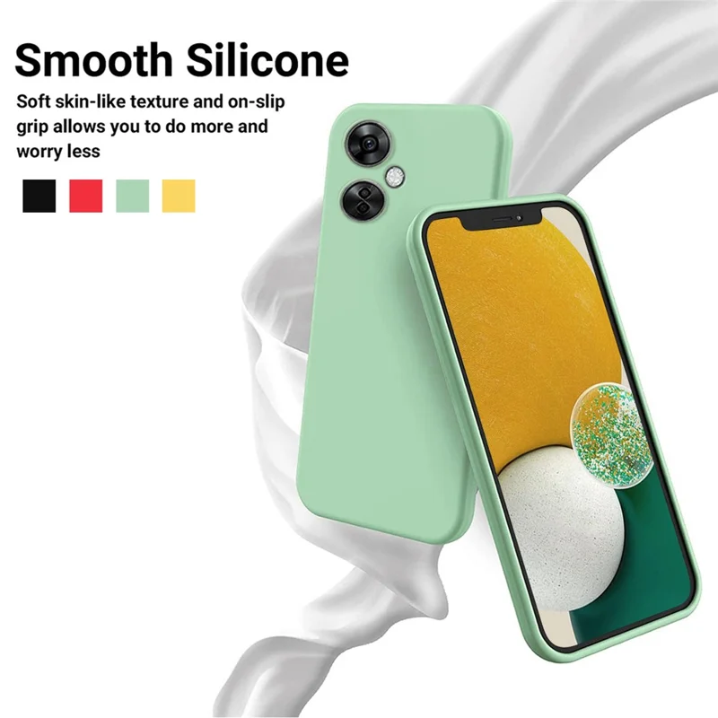For OnePlus Nord CE 3 Lite 5G / Nord N30 5G Liquid Silicone Back Case Soft Lining Camera Lens Protection Phone Cover - Green