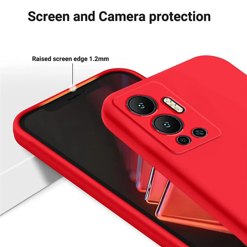 For Infinix Hot 12 4G Liquid Silicone Shockproof Phone Case Anti-Scratch Soft Lining Back Cover - Red