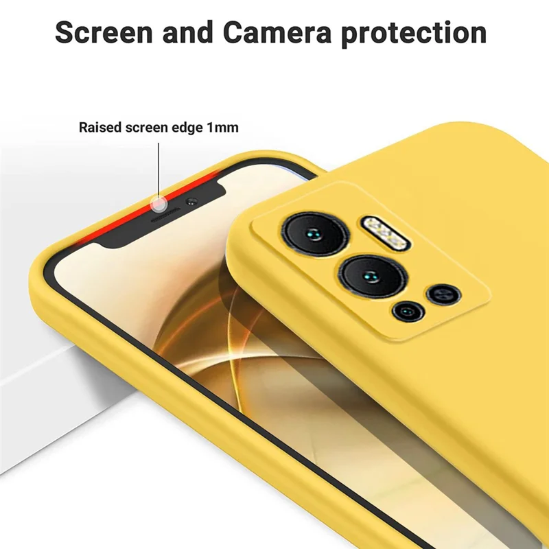 For Infinix Hot 12 4G Liquid Silicone Shockproof Phone Case Anti-Scratch Soft Lining Back Cover - Yellow