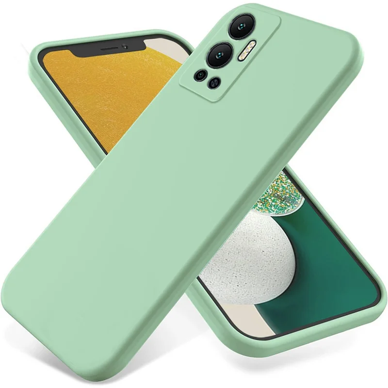 For Infinix Hot 12 4G Liquid Silicone Shockproof Phone Case Anti-Scratch Soft Lining Back Cover - Green