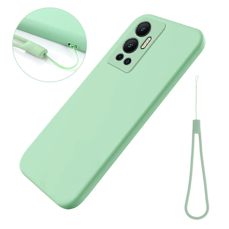 For Infinix Hot 12 4G Liquid Silicone Shockproof Phone Case Anti-Scratch Soft Lining Back Cover - Green
