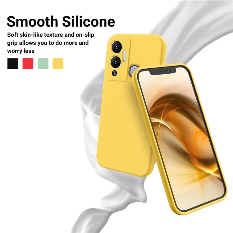 Custodia in silicone liquido per Infinix Hot 12 Play NFC 4G / Hot 12 Play 4G, custodia protettiva antigraffio con rivestimento morbido - Giallo
