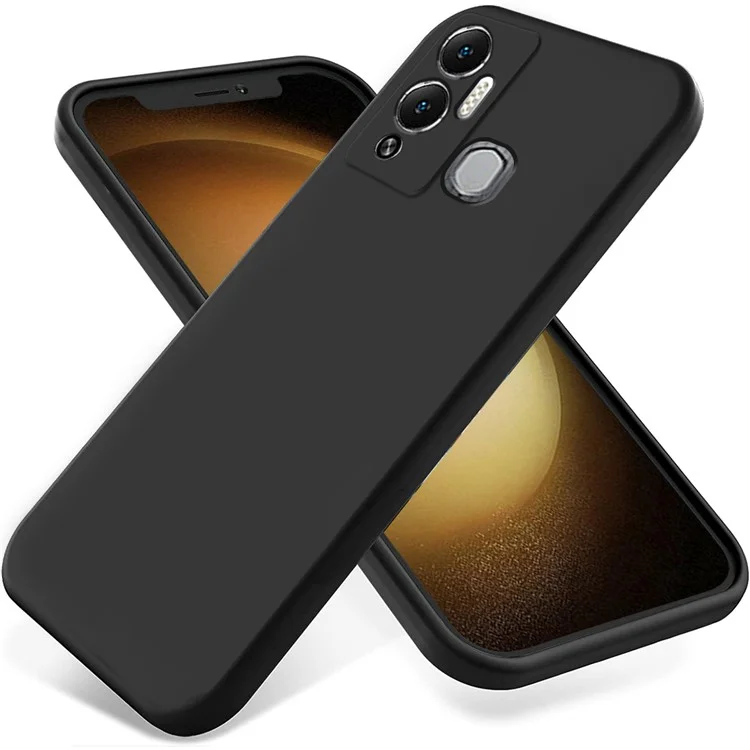 Liquid Silicone Cover for Infinix Hot 12 Play NFC 4G / Hot 12 Play 4G , Soft Lining Protection Anti-Scratch Phone Case - Black