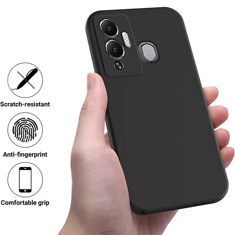 Liquid Silicone Cover for Infinix Hot 12 Play NFC 4G / Hot 12 Play 4G , Soft Lining Protection Anti-Scratch Phone Case - Black