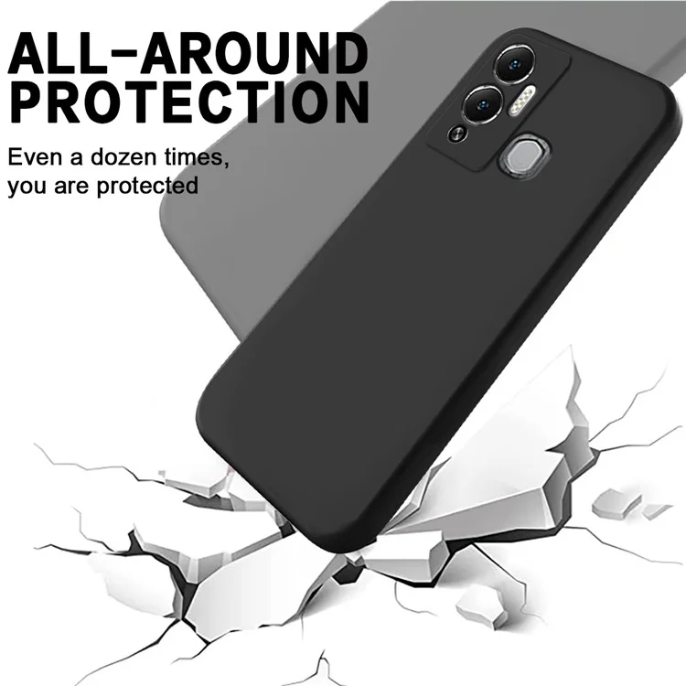 Liquid Silicone Cover for Infinix Hot 12 Play NFC 4G / Hot 12 Play 4G , Soft Lining Protection Anti-Scratch Phone Case - Black