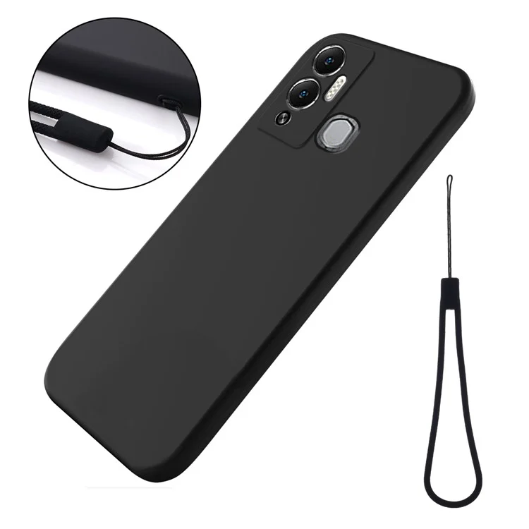 Liquid Silicone Cover for Infinix Hot 12 Play NFC 4G / Hot 12 Play 4G , Soft Lining Protection Anti-Scratch Phone Case - Black