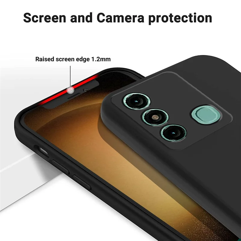 For itel P38 Pro / Vision 3 Plus Liquid Silicone Phone Case Scratch Proof Back Cover with Soft Lining - Black