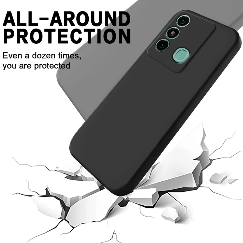 For itel P38 Pro / Vision 3 Plus Liquid Silicone Phone Case Scratch Proof Back Cover with Soft Lining - Black