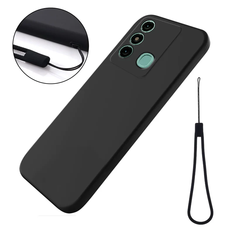 For itel P38 Pro / Vision 3 Plus Liquid Silicone Phone Case Scratch Proof Back Cover with Soft Lining - Black