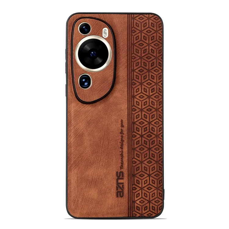 AZNS Funda trasera para Huawei P60 Art, funda de teléfono con diseño estampado PU Cuero+TPU Cubierta - Marrón