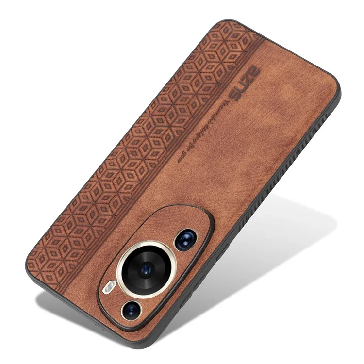 AZNS Funda trasera para Huawei P60 Art, funda de teléfono con diseño estampado PU Cuero+TPU Cubierta - Marrón