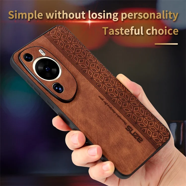 AZNS Funda trasera para Huawei P60 Art, funda de teléfono con diseño estampado PU Cuero+TPU Cubierta - Marrón