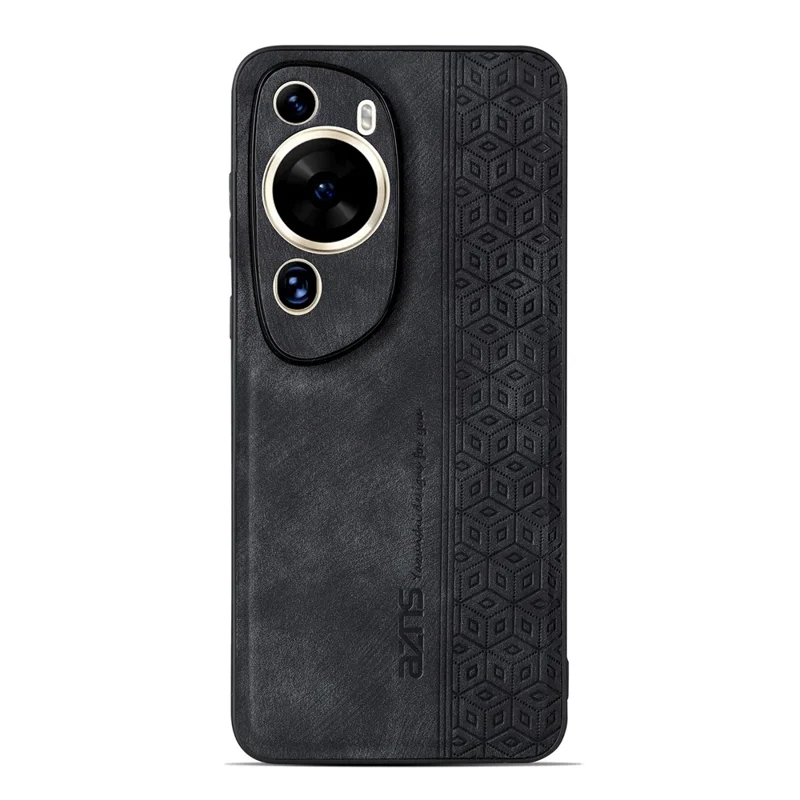 AZNS Phone Back Shell for Huawei P60 Art , Phone Case Imprinted Design PU Leather+TPU Cover - Black