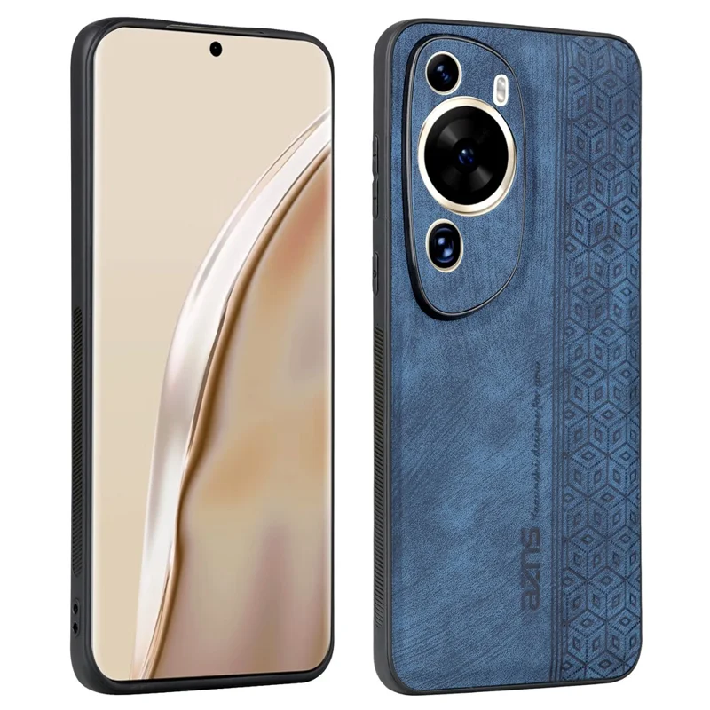 AZNS Phone Back Shell for Huawei P60 Art , Phone Case Imprinted Design PU Leather+TPU Cover - Blue