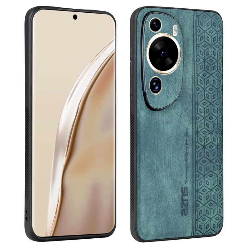 AZNS Phone Back Shell for Huawei P60 Art , Phone Case Imprinted Design PU Leather+TPU Cover - Green