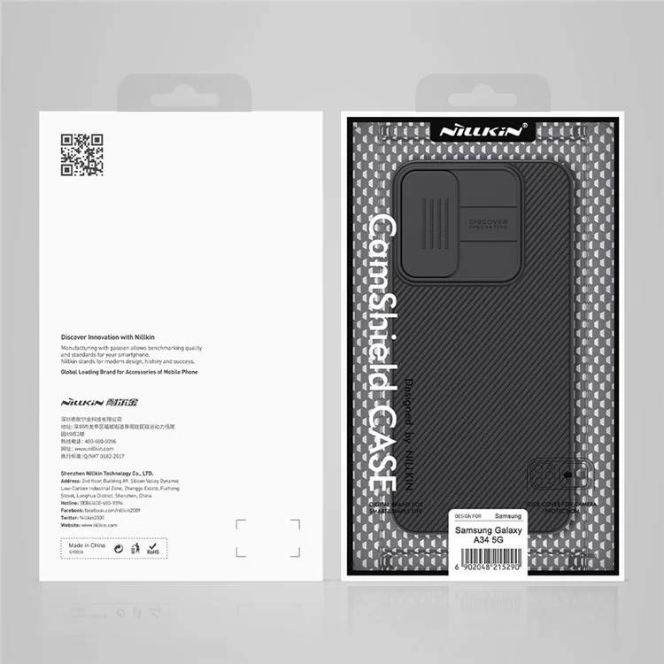 NILLKIN CamShield pour Samsung Galaxy A34 5G Étui de téléphone portable en PC dur Slide Camera Lens Protection Coque arrière - Noir