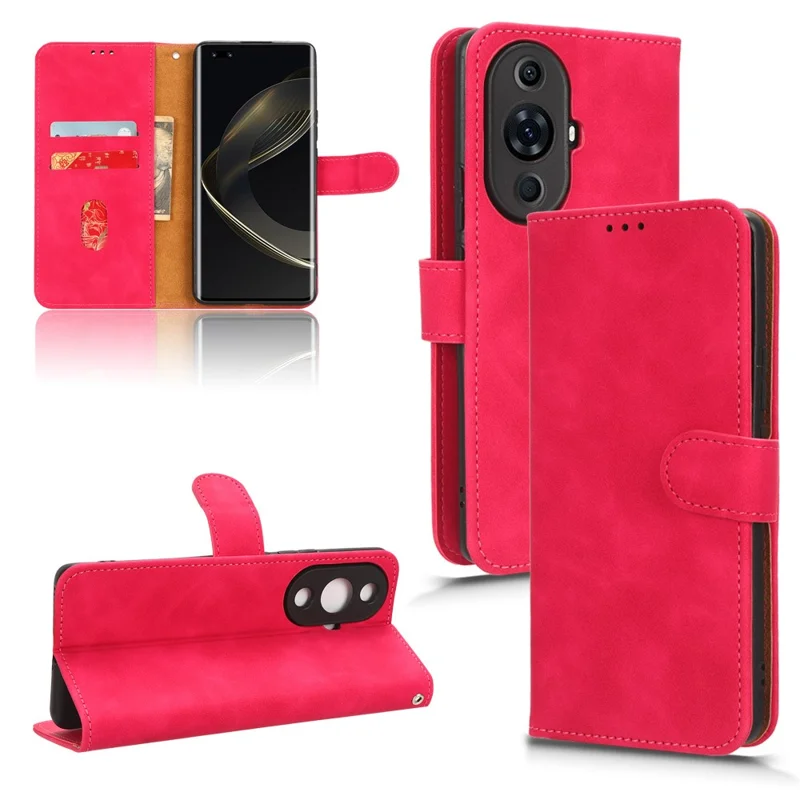 For Huawei nova 11 Pro / nova 11 Ultra Skin-touch PU Leather Phone Cover Wallet Stand Cell Phone Case - Rose