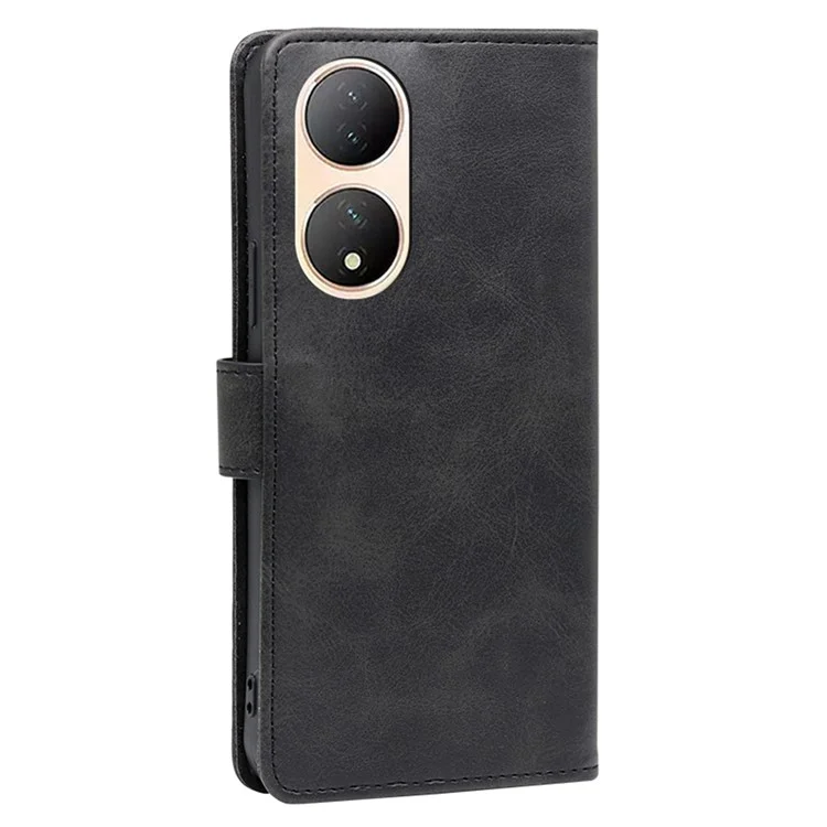 Für vivo Y100 5G Flip Wallet Case PU-Leder Kalbleder Textur Telefonhülle - Schwarz
