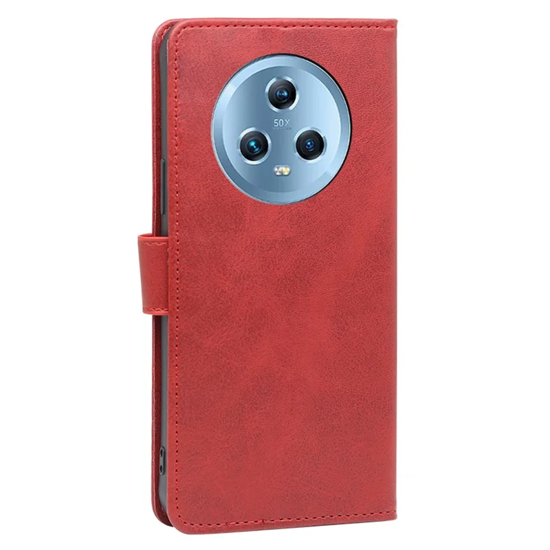 For Honor Magic5 PU Leather Flip Stand Case Calf Texture Wallet Folio Phone Cover - Red