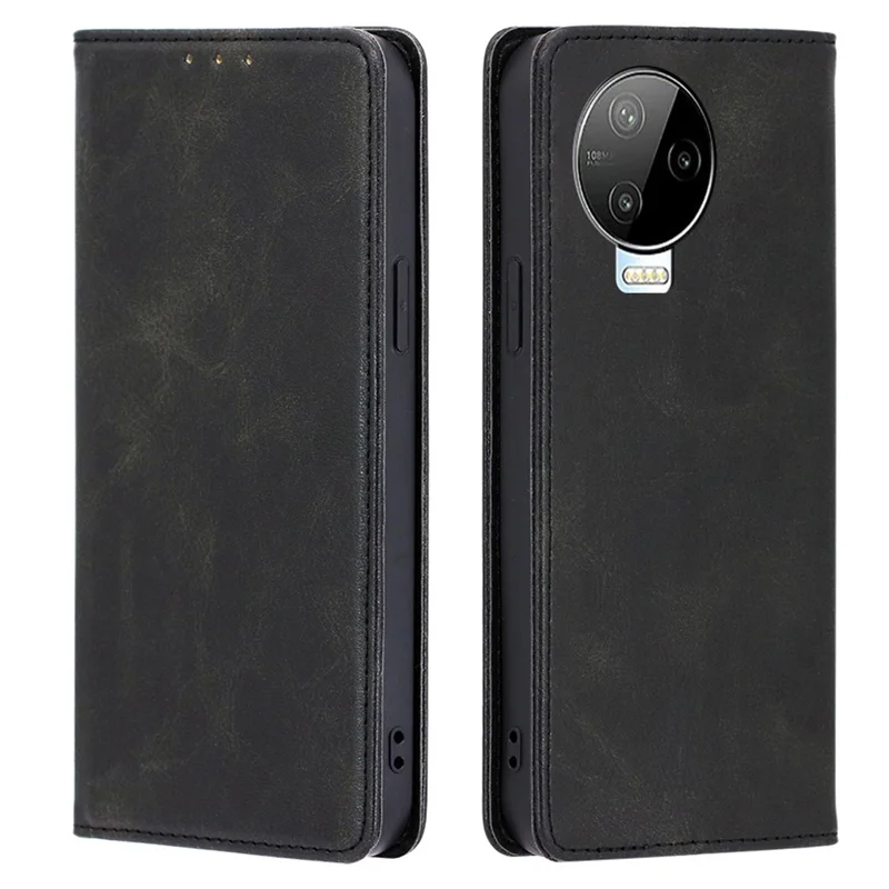 Для Infinix Note 12 Pro 4G / Note 12 (2023) 4G PU Leather Wallet Stand Shell Calf Texture Magnetic Closing Phone Case - Черный