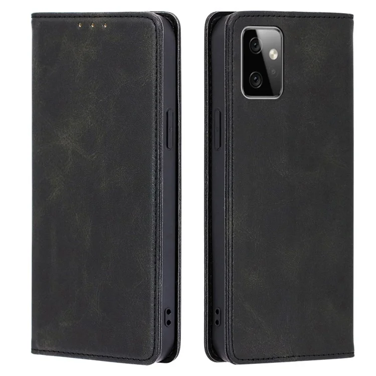 For Motorola Moto G Power 5G Magnetic Closing Stand Phone Case PU Leather Wallet Protective Shell - Black