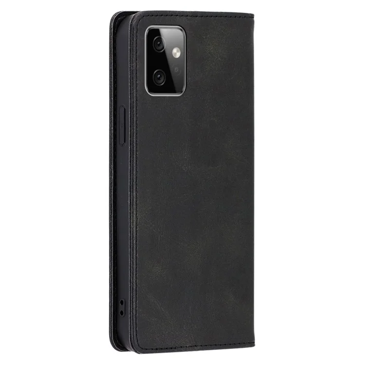 For Motorola Moto G Power 5G Magnetic Closing Stand Phone Case PU Leather Wallet Protective Shell - Black