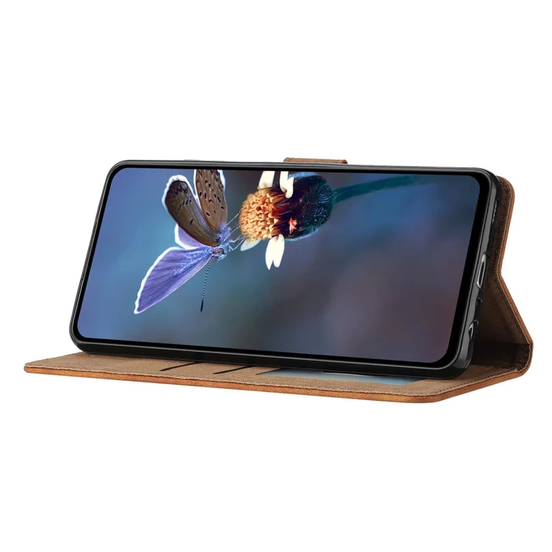 For iPhone 13 Pro Max 6.7 inch Butterfly Imprinted Phone Case PU Leather Wallet Cover with Stand - Brown