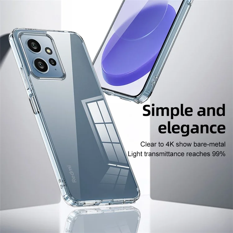 Para Xiaomi Redmi Note 12 4G Airbag Protection Phone Case Anti-Dust PC+TPU Slim Phone Cover - Transparente