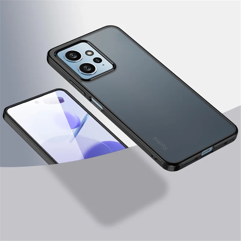 For Xiaomi Redmi Note 12 4G Airbag Protection Phone Case Anti-Dust PC+TPU Slim Phone Cover - Matte Black