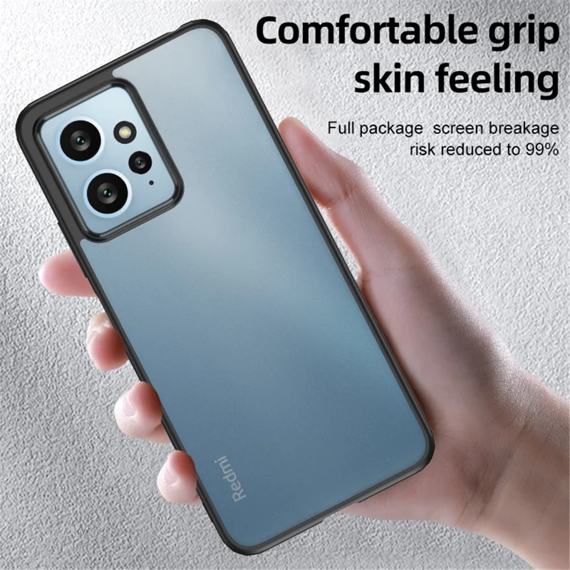 For Xiaomi Redmi Note 12 4G Airbag Protection Phone Case Anti-Dust PC+TPU Slim Phone Cover - Matte Black