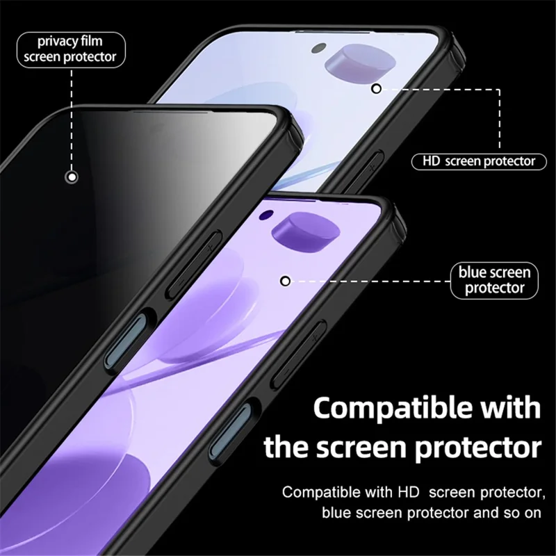 For Xiaomi Redmi Note 12 4G Airbag Protection Phone Case Anti-Dust PC+TPU Slim Phone Cover - Matte Black