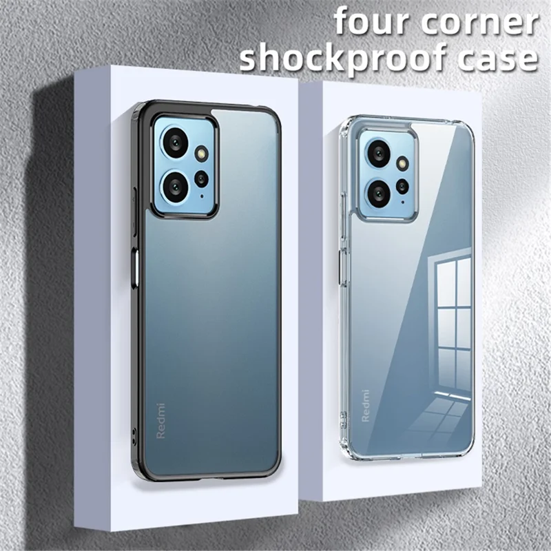 For Xiaomi Redmi Note 12 4G Airbag Protection Phone Case Anti-Dust PC+TPU Slim Phone Cover - Matte Black