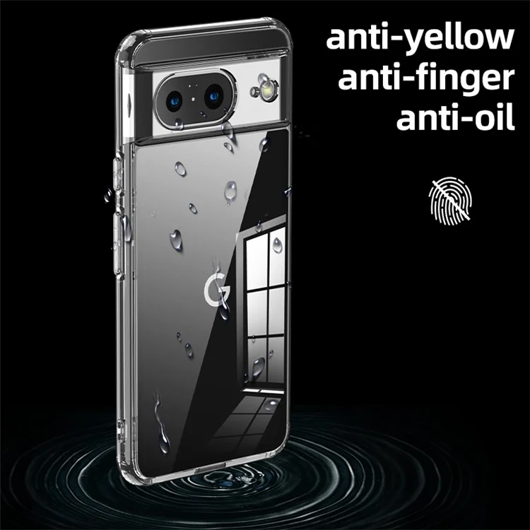 Pour Google Pixel 8 Slim Cell Phone Case Airbag Protection Anti-Scratch PC+TPU Phone Shell Cover - Transparent