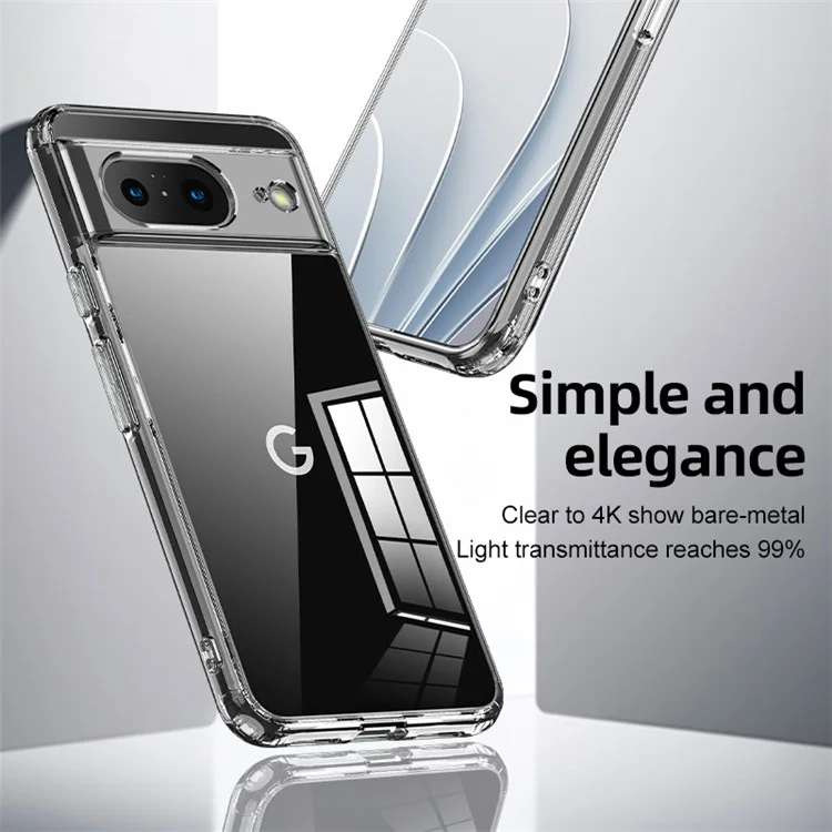 Pour Google Pixel 8 Slim Cell Phone Case Airbag Protection Anti-Scratch PC+TPU Phone Shell Cover - Transparent