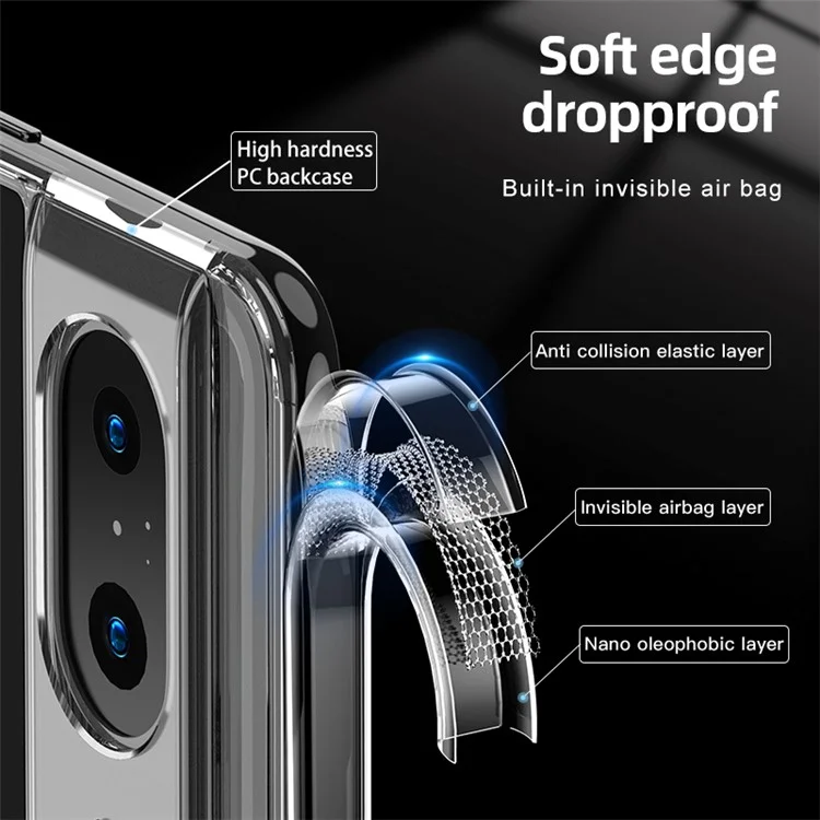 Pour Google Pixel 8 Slim Cell Phone Case Airbag Protection Anti-Scratch PC+TPU Phone Shell Cover - Transparent