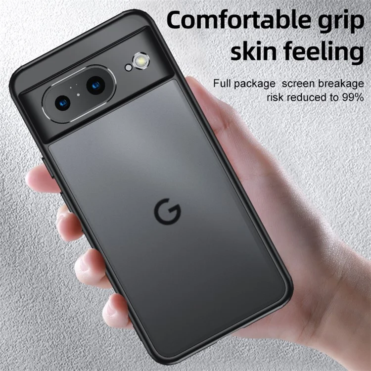 Pour Google Pixel 8 Slim Cell Phone Case Airbag Protection Anti-Scratch PC+TPU Phone Shell Cover - Transparent