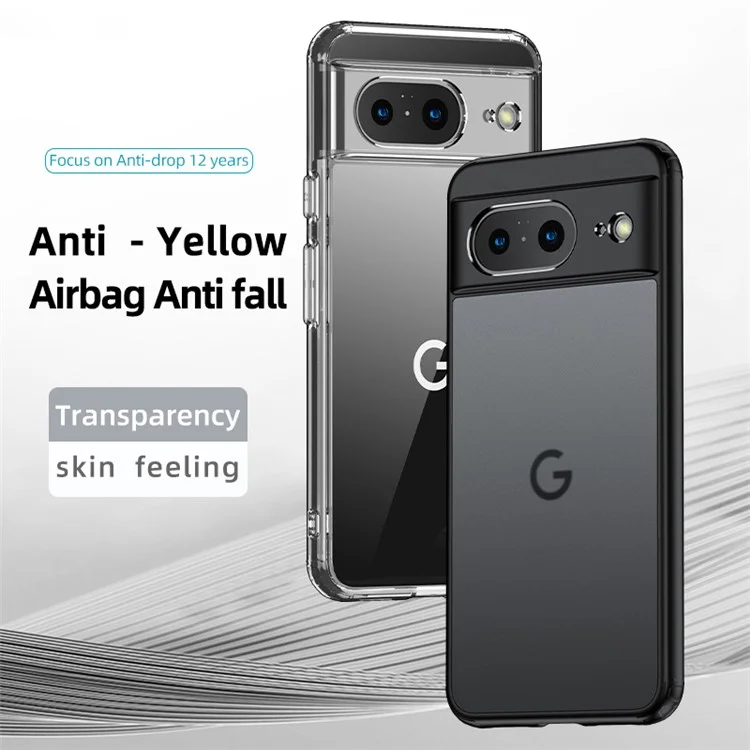 Pour Google Pixel 8 Slim Cell Phone Case Airbag Protection Anti-Scratch PC+TPU Phone Shell Cover - Transparent