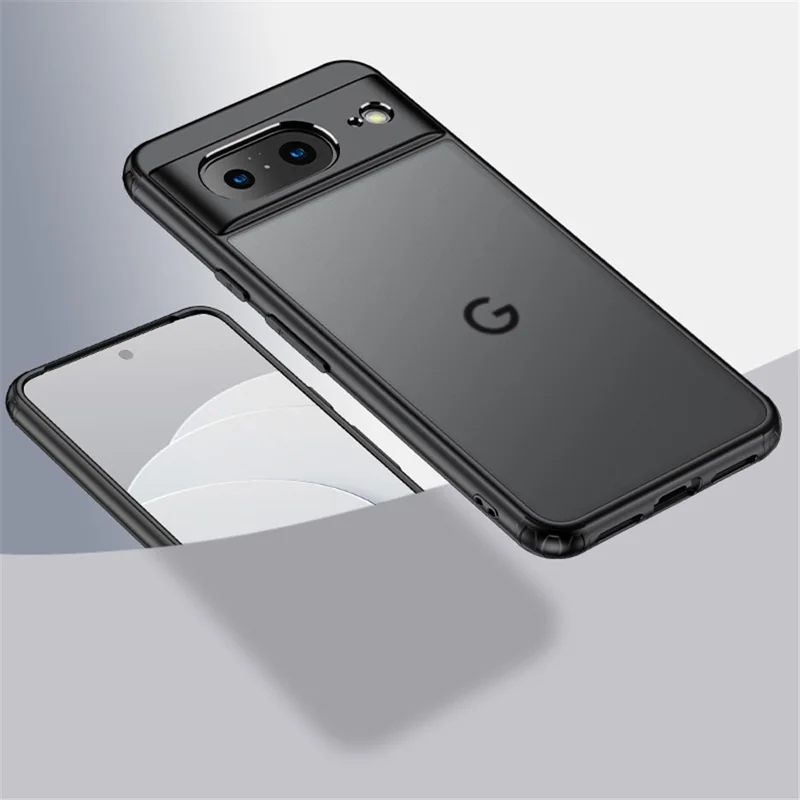 For Google Pixel 8 Slim Cell Phone Case Airbag Protection Anti-Scratch PC+TPU Phone Shell Cover - Matte Black