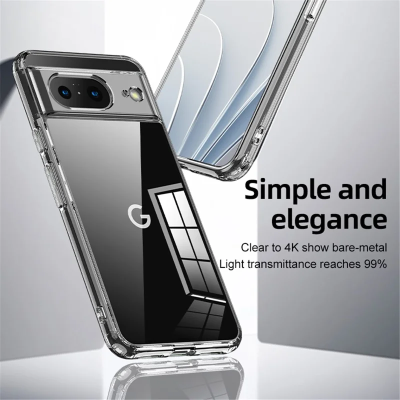 For Google Pixel 8 Slim Cell Phone Case Airbag Protection Anti-Scratch PC+TPU Phone Shell Cover - Matte Black