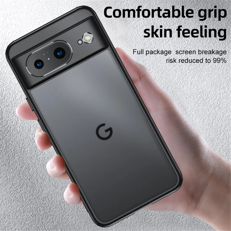 For Google Pixel 8 Slim Cell Phone Case Airbag Protection Anti-Scratch PC+TPU Phone Shell Cover - Matte Black