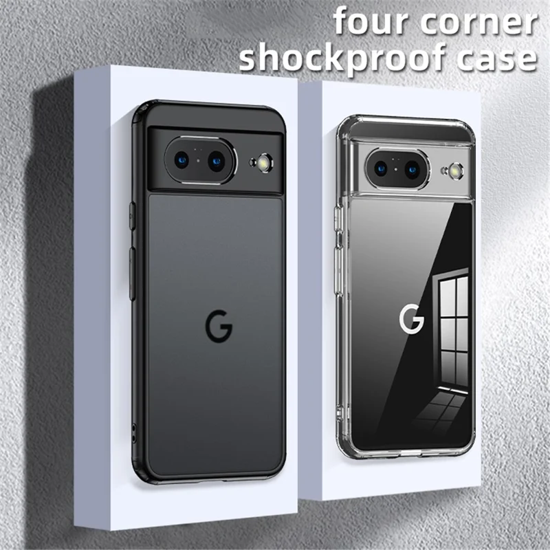 For Google Pixel 8 Slim Cell Phone Case Airbag Protection Anti-Scratch PC+TPU Phone Shell Cover - Matte Black