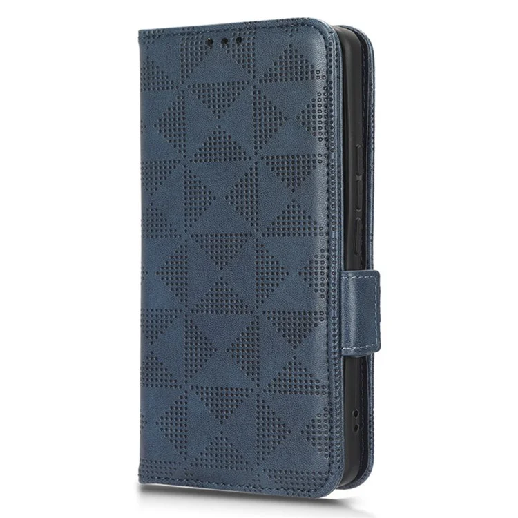 Чехол-бумажник для телефона Xiaomi 13 Ultra, кожа PU с тиснением в виде треугольника, подставка - синий