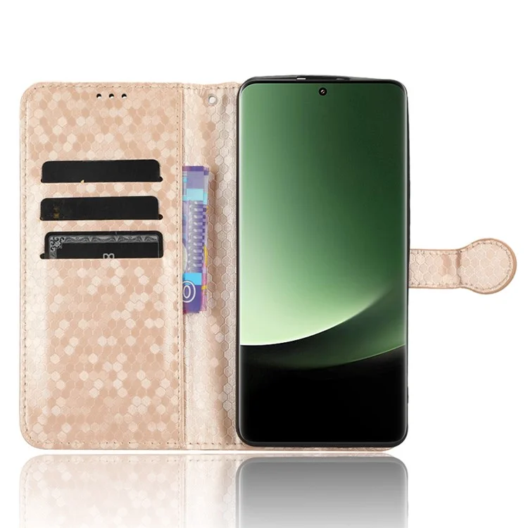 Кожаный чехол-бумажник для Xiaomi 13 Ultra с узором из точек, цвет Розовое Золото