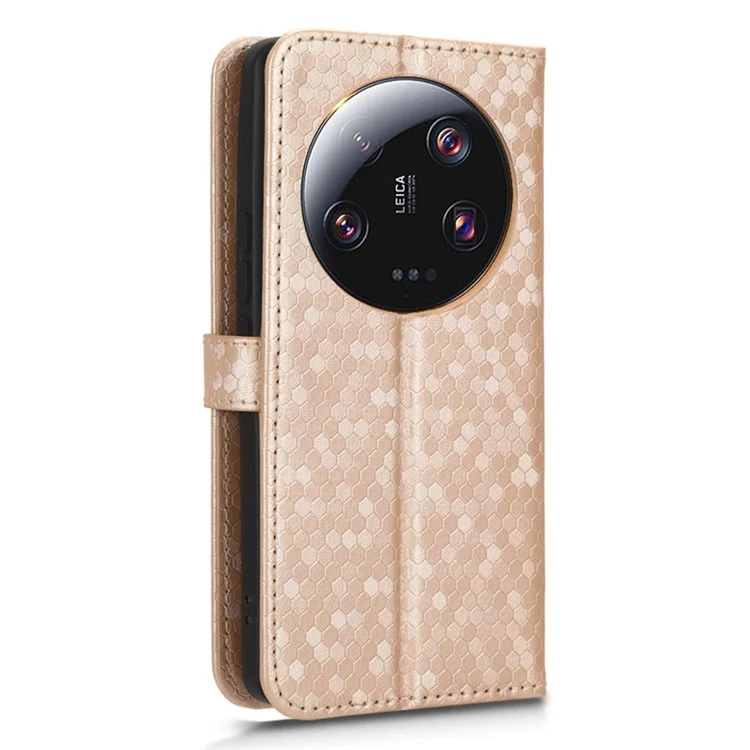Кожаный чехол-бумажник для Xiaomi 13 Ultra с узором из точек, цвет Розовое Золото
