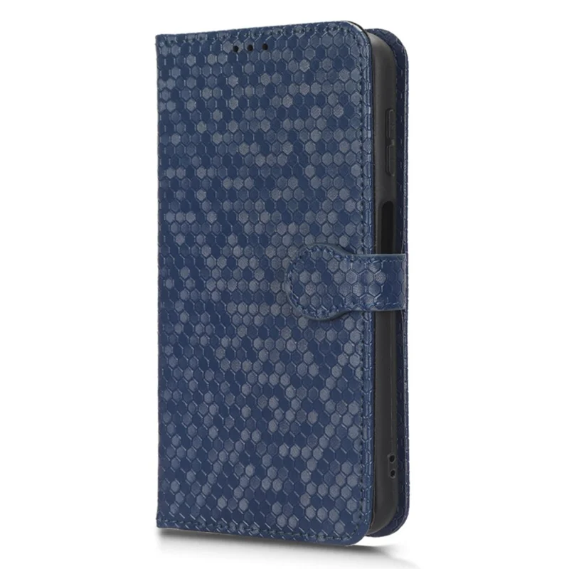 For Samsung Galaxy F14 5G Stand Wallet Phone Case PU Leather Dot Pattern Imprinted Smartphone Cover - Dark Blue