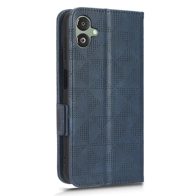 For Samsung Galaxy F14 5G Stand Wallet PU Leather Phone Case Imprinted Triangle Phone Cover - Blue