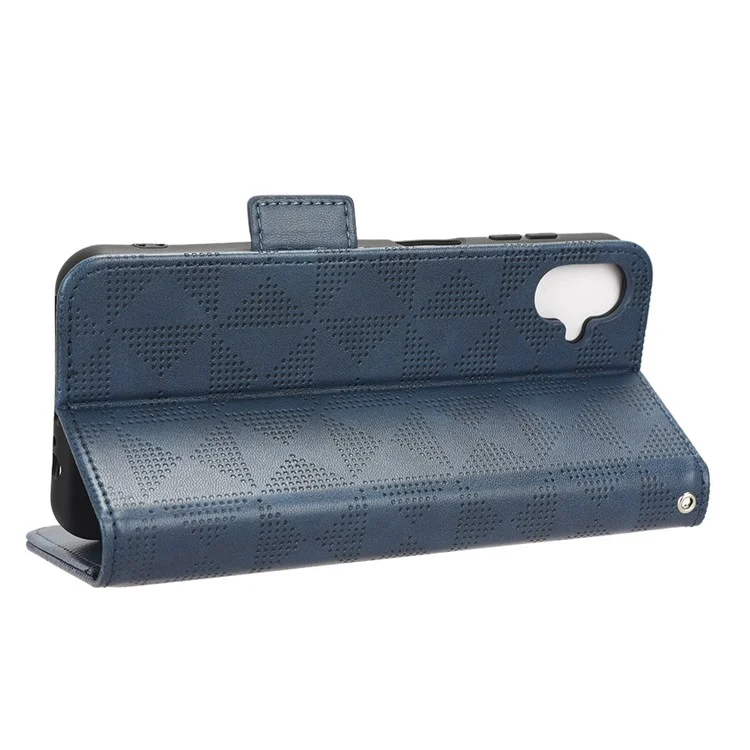 For Samsung Galaxy F14 5G Stand Wallet PU Leather Phone Case Imprinted Triangle Phone Cover - Blue