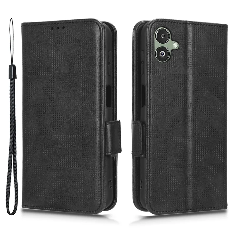 Für Samsung Galaxy F14 5G Stand Wallet PU Leder Handyhülle Bedrucktes Dreieck Handyhülle - Schwarz